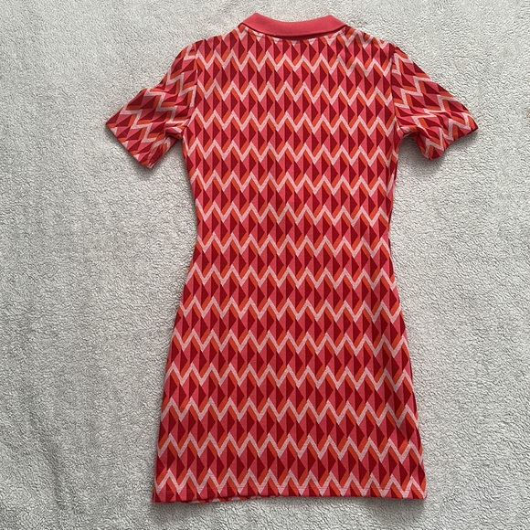 RARE! NWT Zara Jacquard Printed Mod Button-Up Knit Collared Polo Dress (S/XS) - Picture 4 of 8